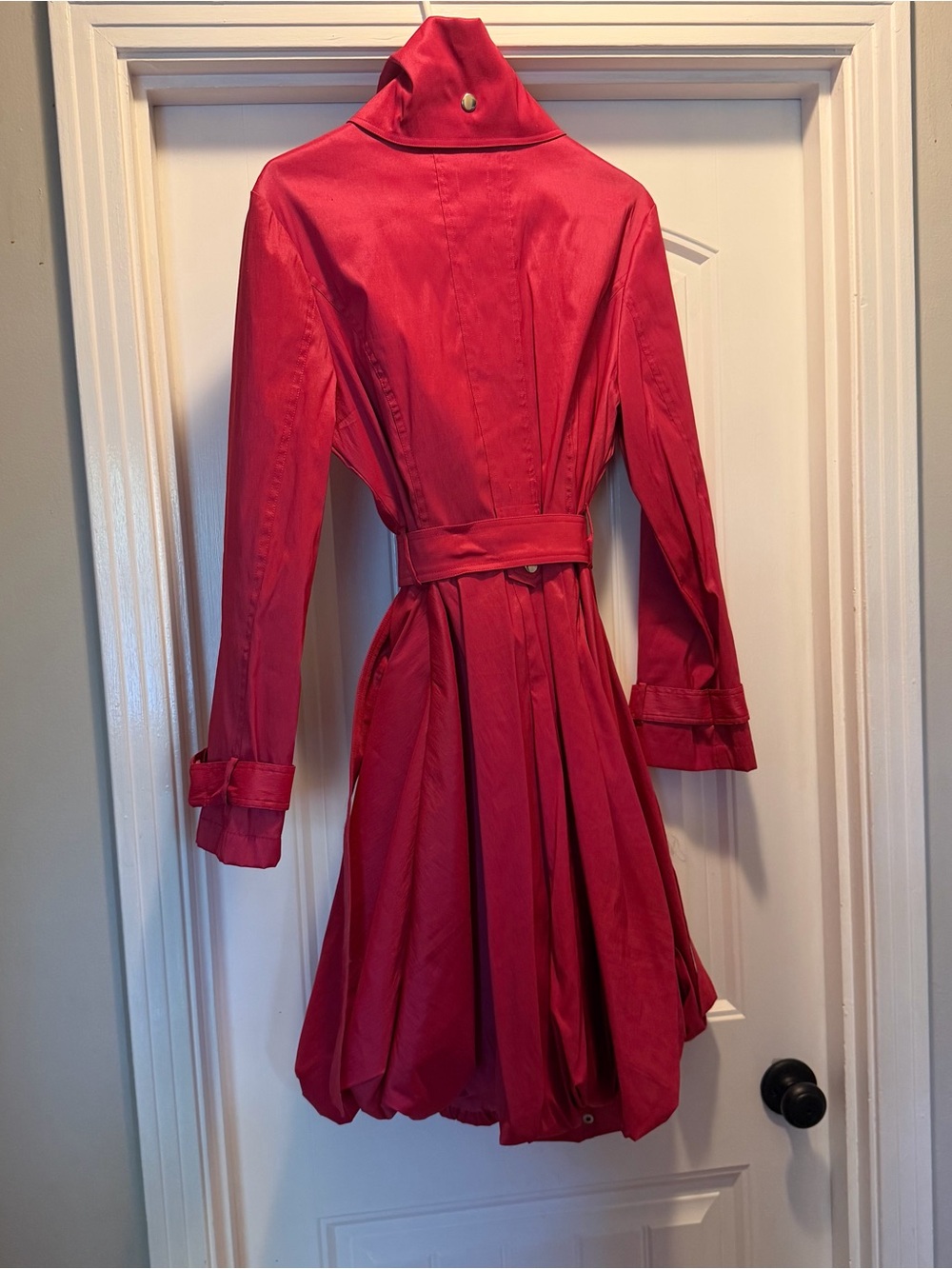 Hot Pink Bubble Hem Rain Coat - Picture 2 of 4
